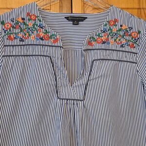 Brooks Brothers‎ Embroidered Striped Tunic Top Women's Size M